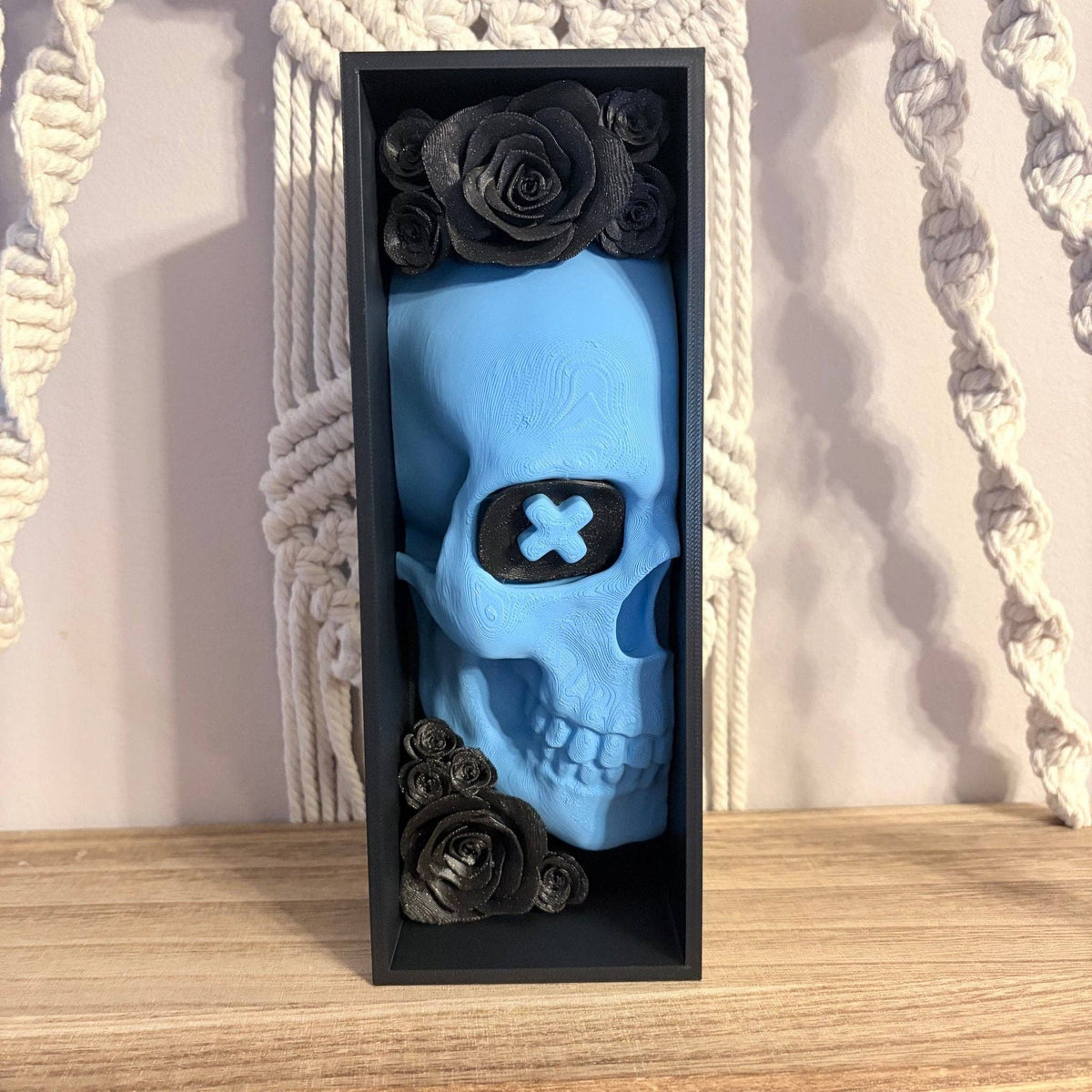Blue Skull Sparkle Rose Book Nook