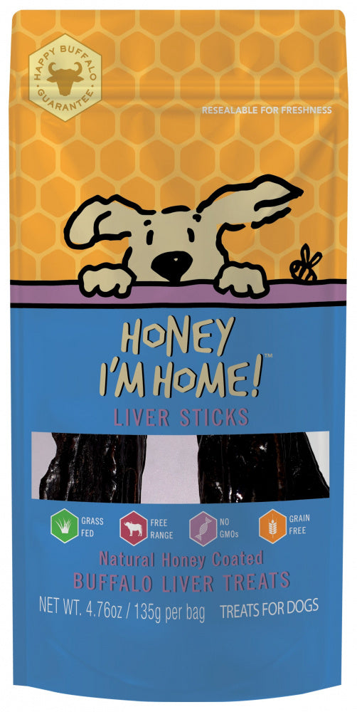 Honey I'm Home Buffalo Liver Sticks Dog Treats 4.76 Oz