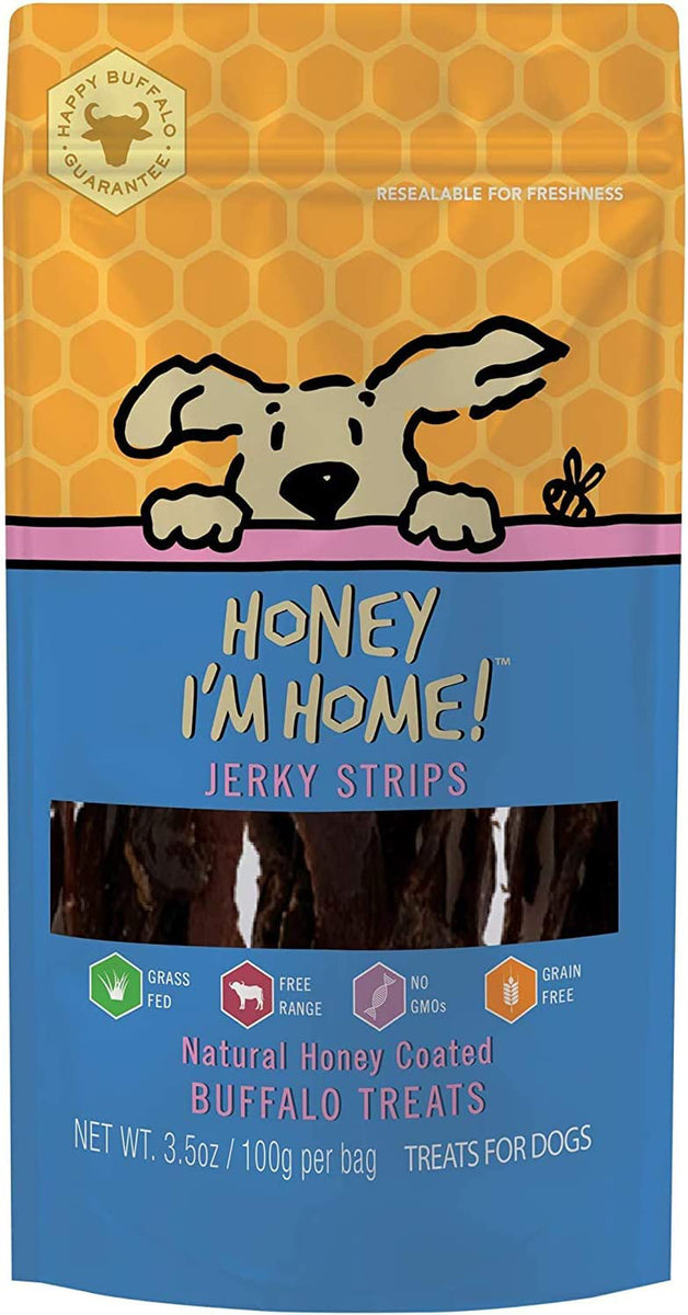 Honey I'm Home Buffalo Jerky Strips for Dogs, 3.5 oz