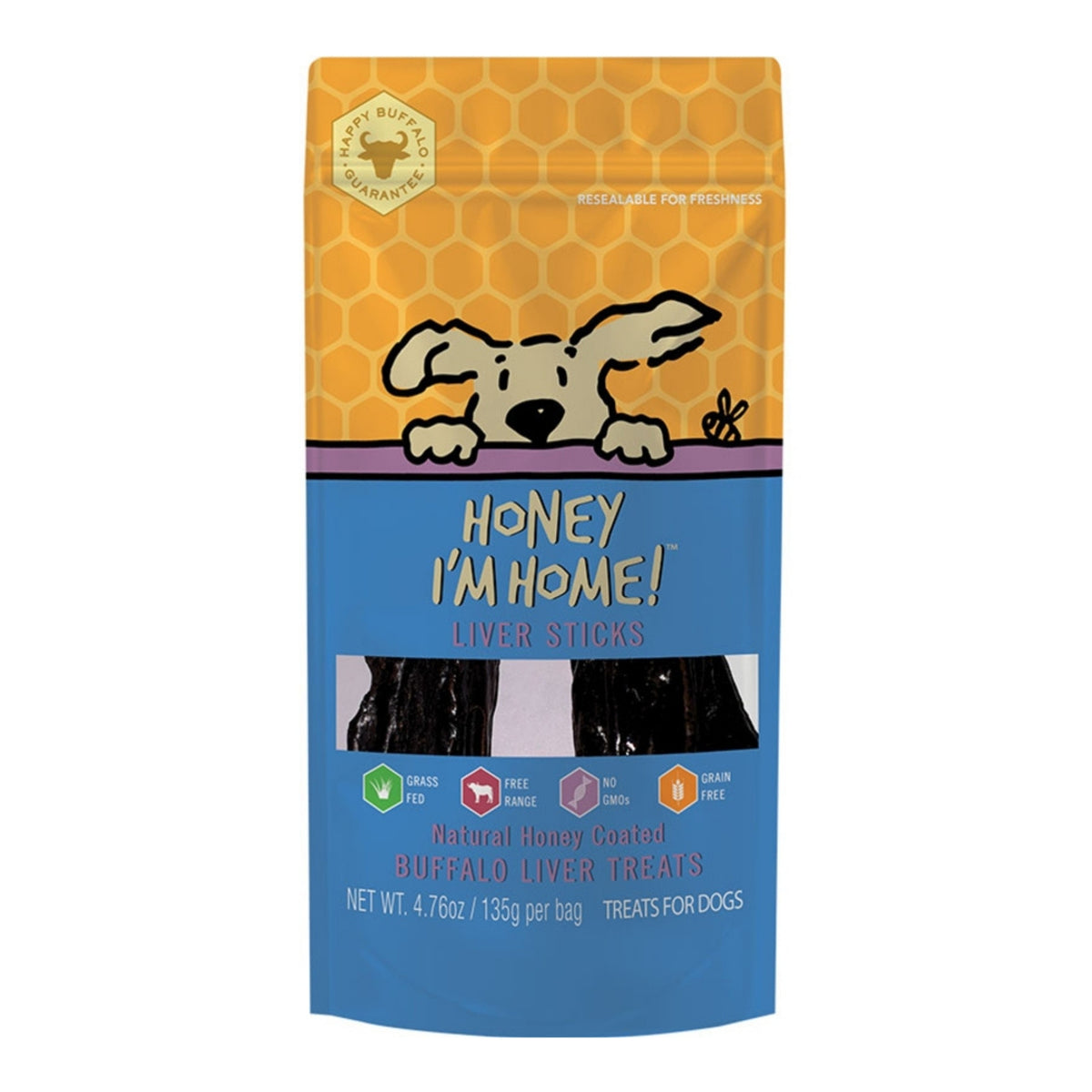 Honey I'm Home Buffalo Liver Sticks Dog Treats 4.76 Oz