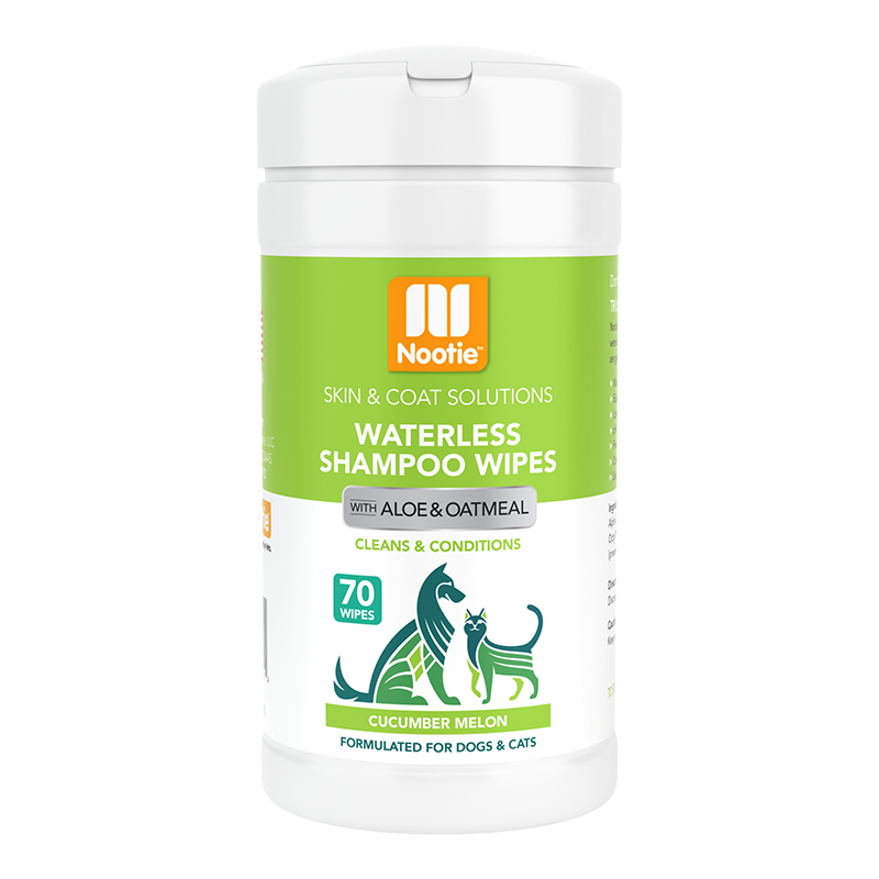 Nootie Dog Cat Waterless Shampoo Wipes, Cucumber Melon, 70-ct
