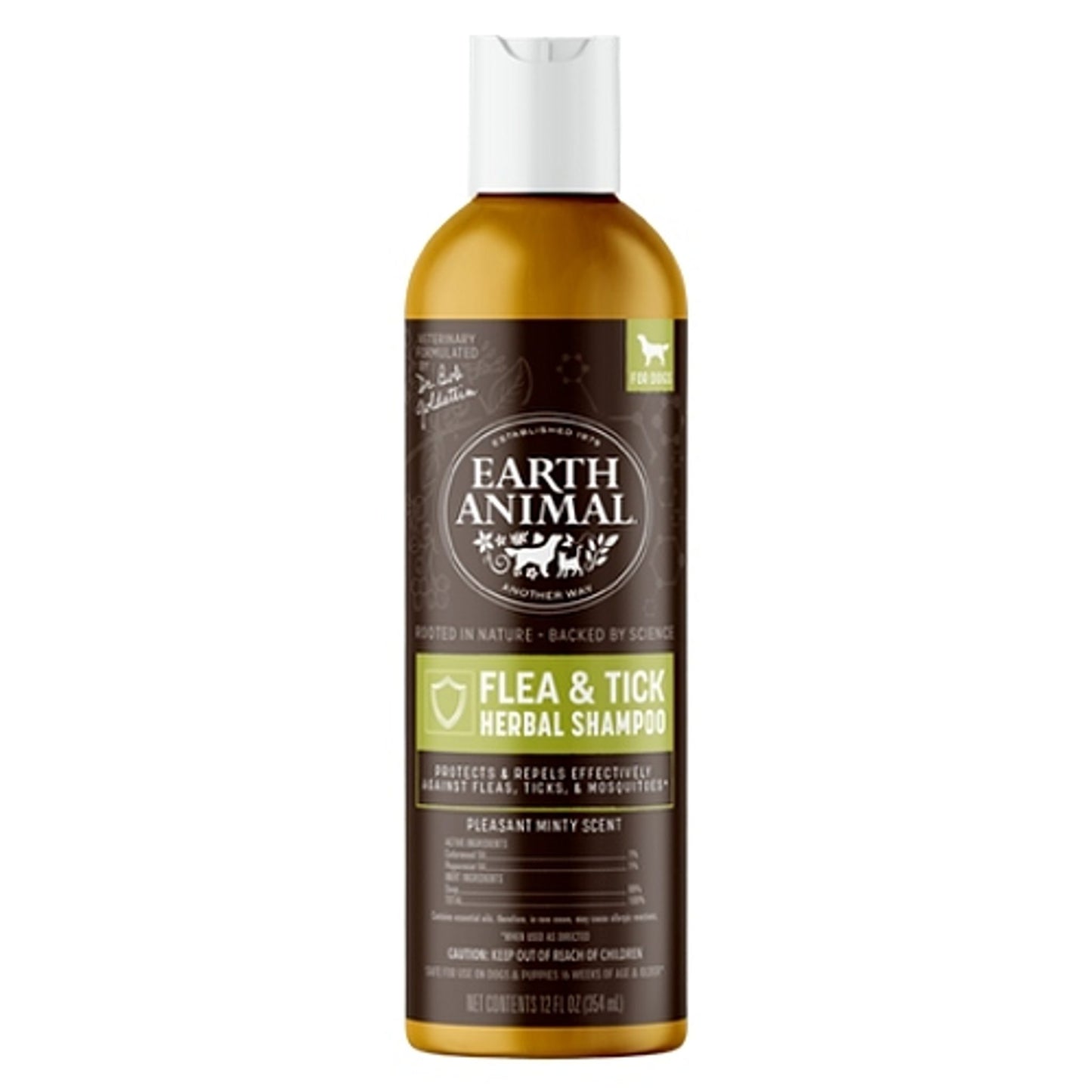 Earth Animal Herbal Shampoo for Dogs, Flea & Tick, 12-oz