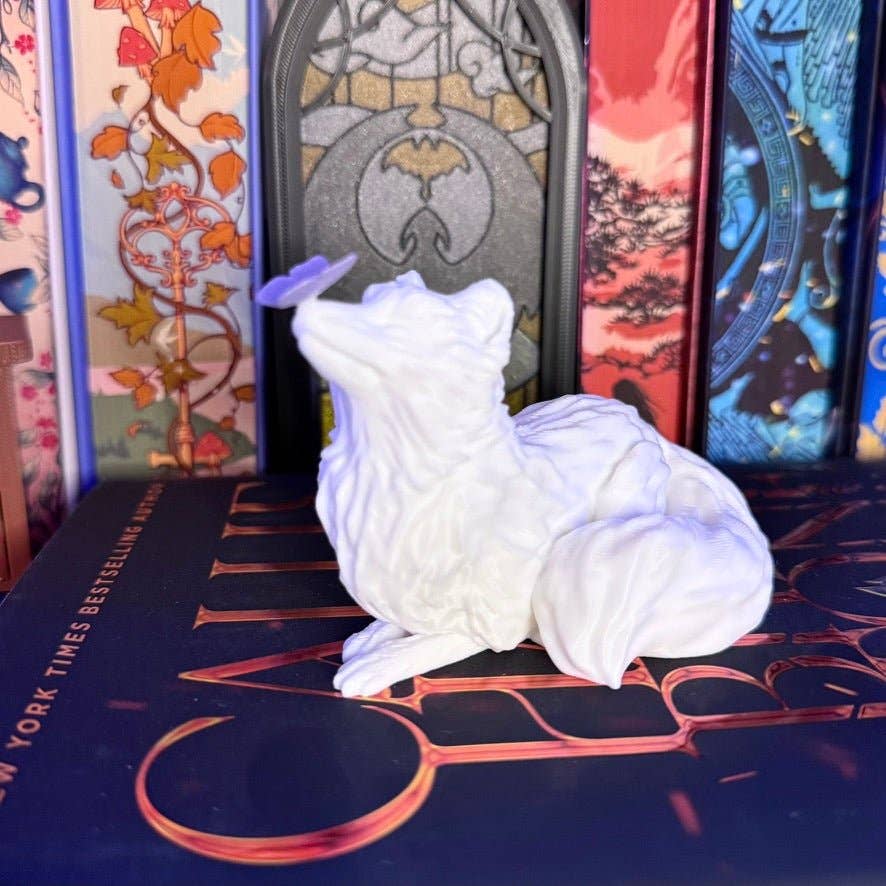 3d Printed Fox with Butterfly Bookshelf Decor