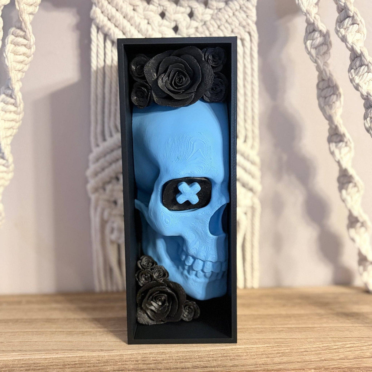 Blue Skull Sparkle Rose Book Nook