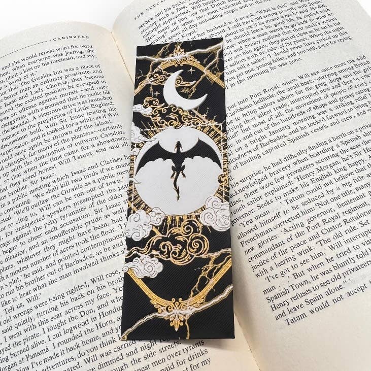 Fourth Wing Inspired Black Dragon 3D Bookmark 