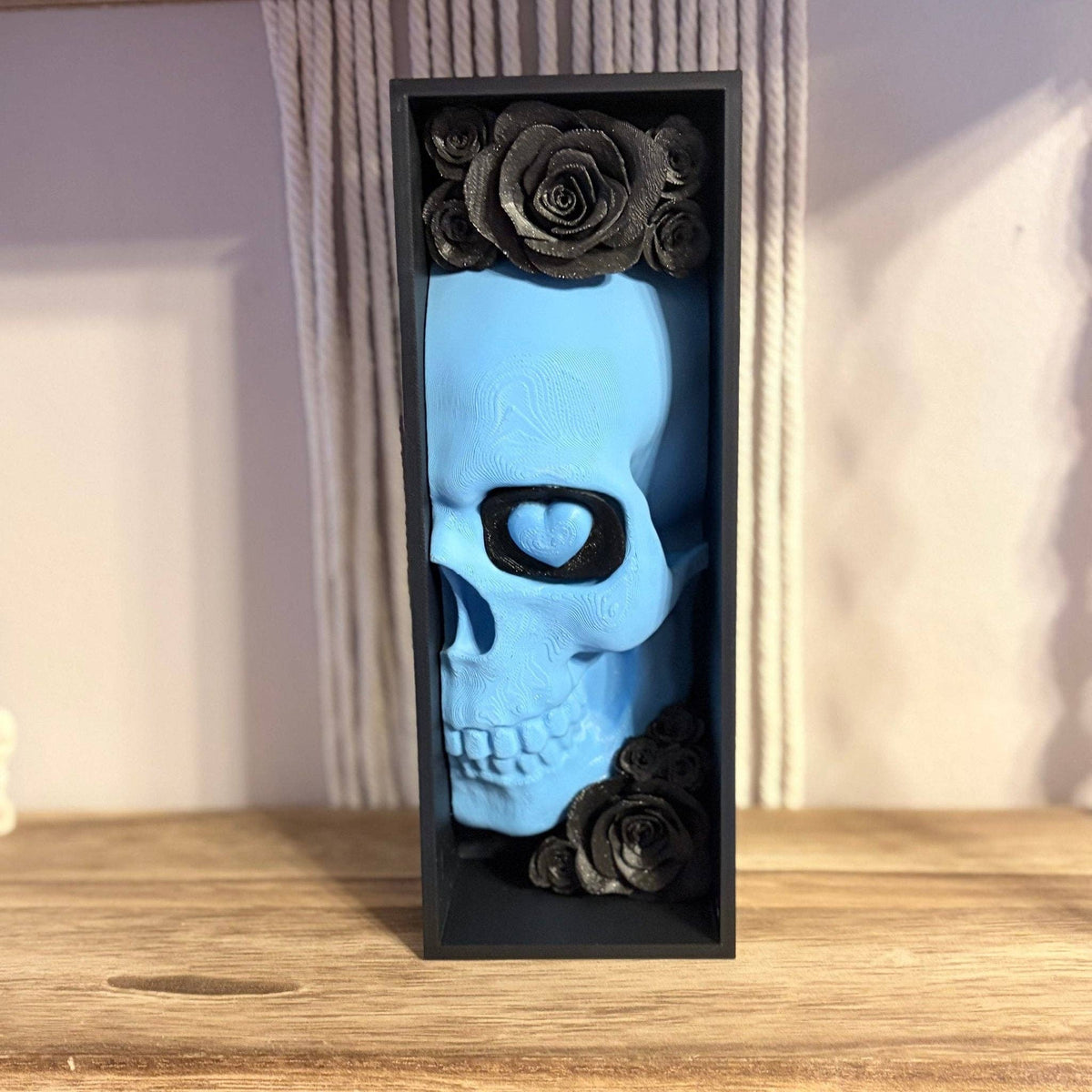 Blue Skull Sparkle Rose Book Nook