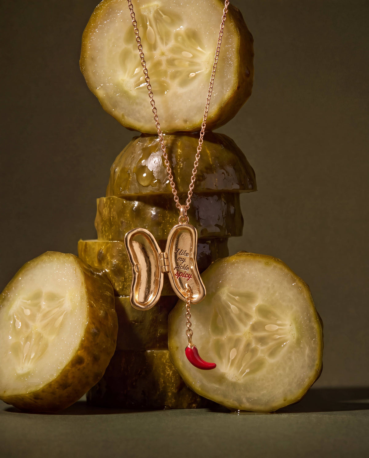 'I Like My Pickle Spicy' Locket Necklace
