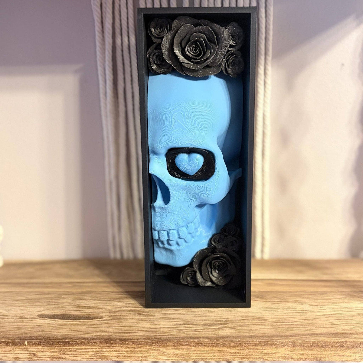 Blue Skull Sparkle Rose Book Nook