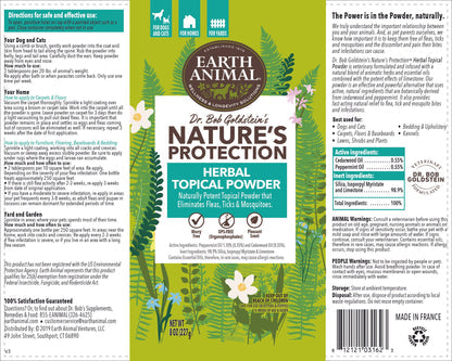 Earth Animal Herbal Topical Powder, Nature's Protection, 8-oz