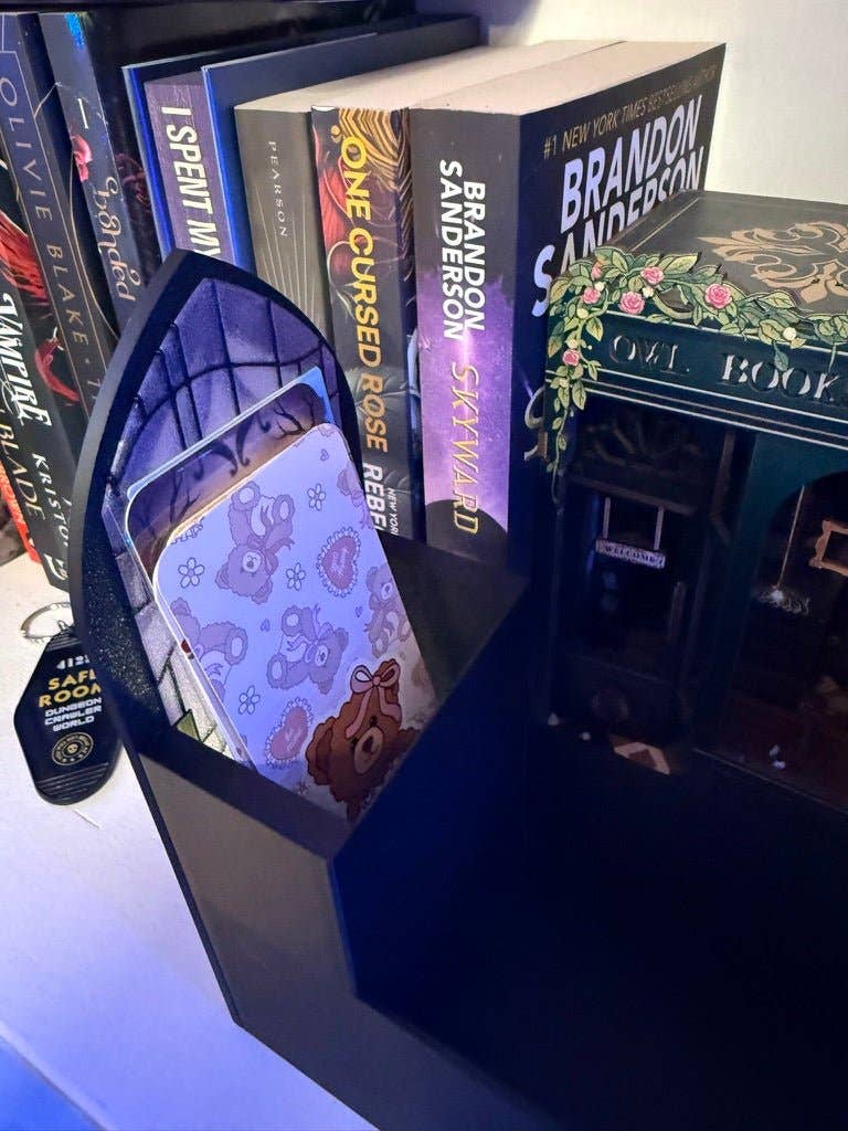 Stained Glass-Style Tealight Snake and Crown Inspired Book Nook with Storage - Optional Without Storage