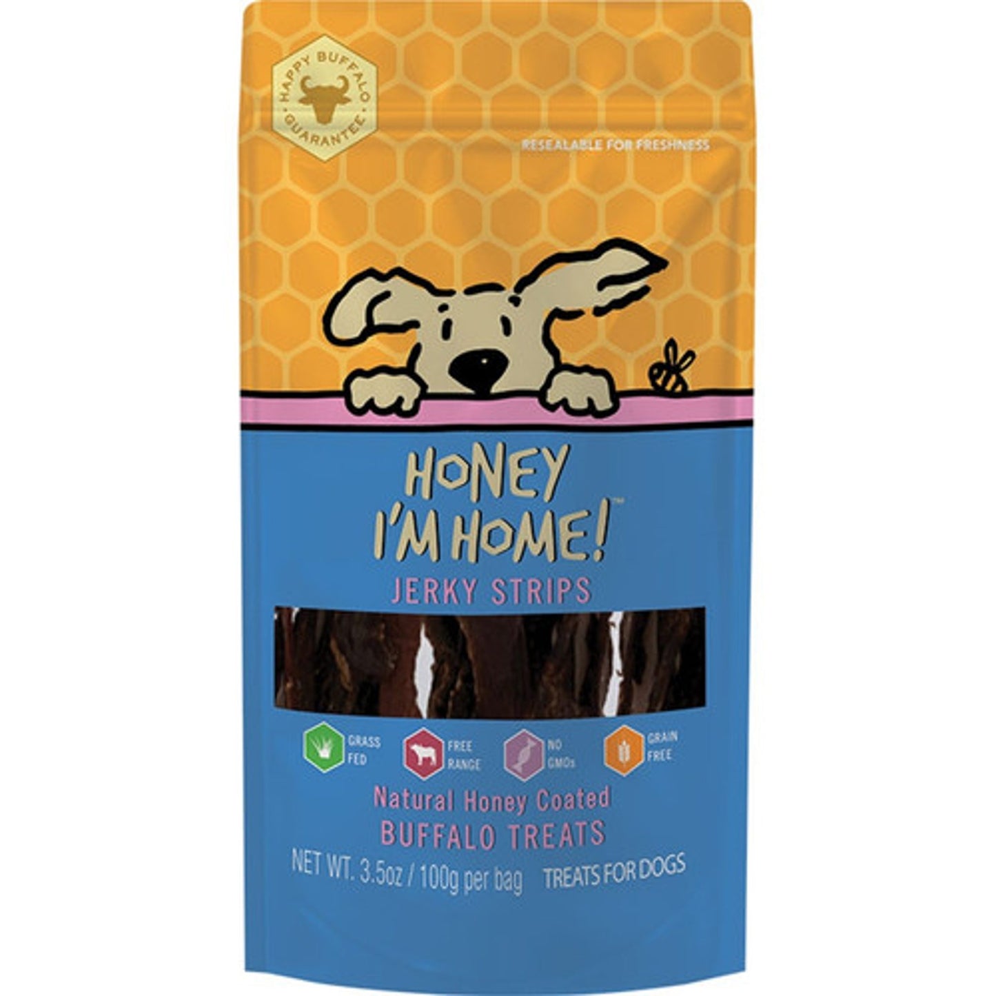 Honey I'm Home Buffalo Jerky Strips for Dogs, 3.5 oz